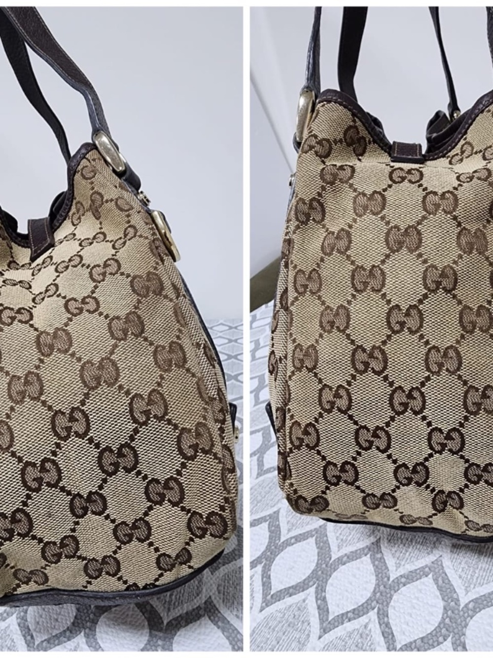 Authentic Gucci GG Canvas Abbey Tote Beige/Chocolate Brown - Picture 12 of 14
